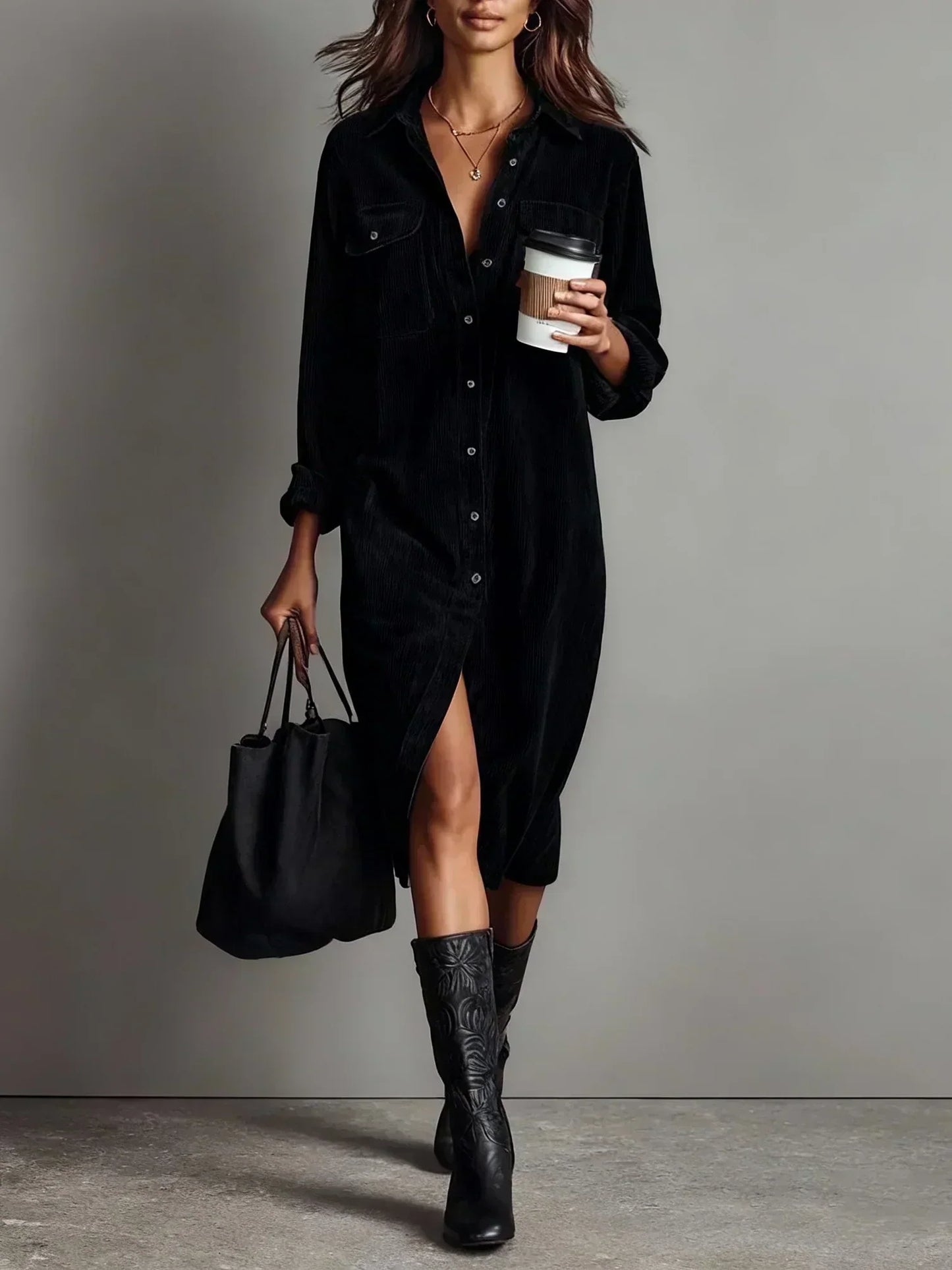Women's Flared Hem Dress with Versatile Style and Comfortable Fit