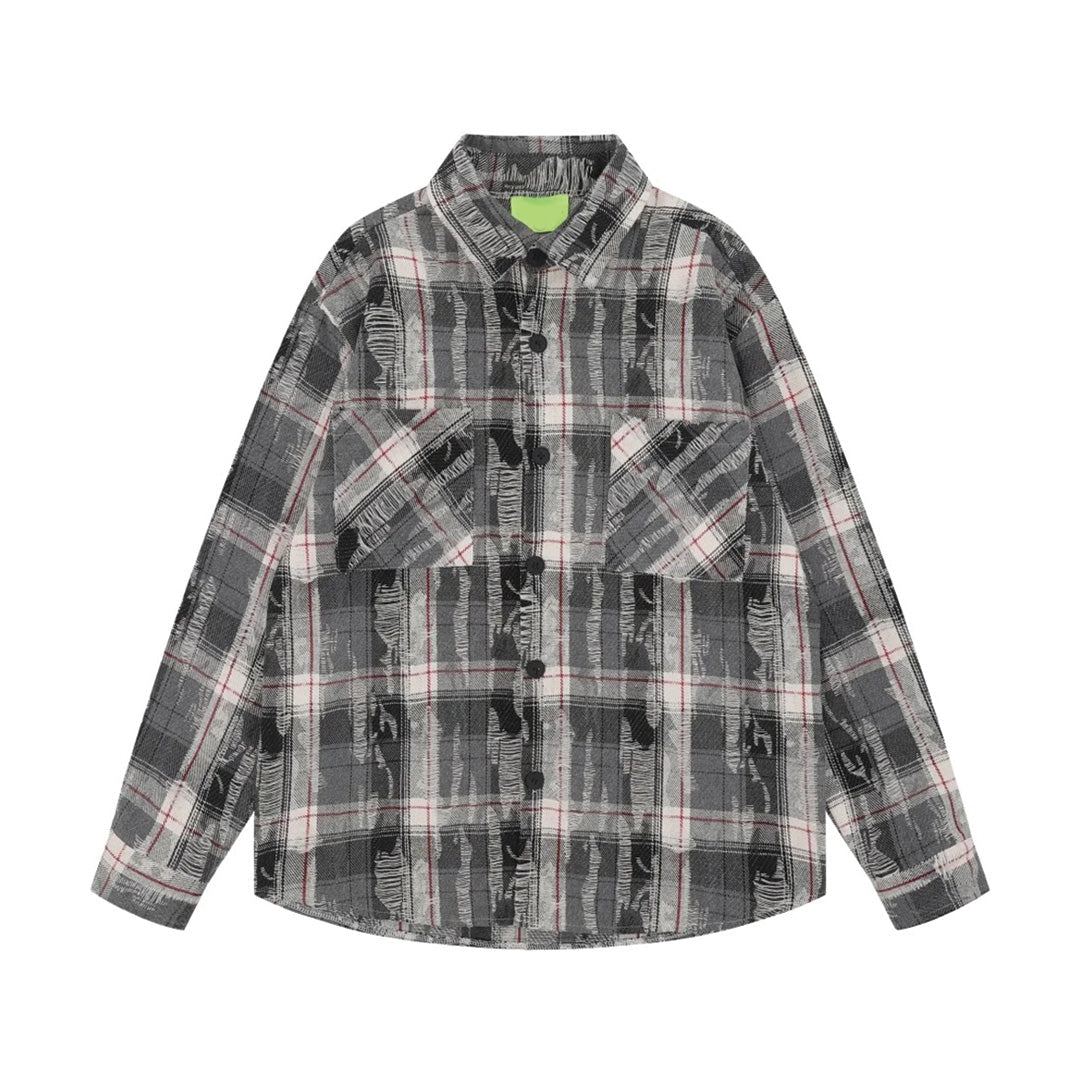 TrendAura Study In Checks Shirt Red Plaid Cotton Long Sleeve With Oversized Dual Chest Pockets