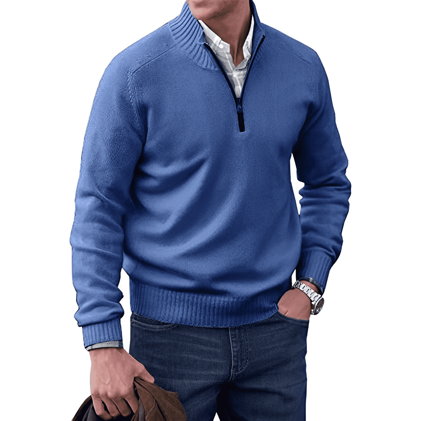 Evan Men's Knitted Half-Zip Pullover Jumper for Layering Warmth and Everyday Comfort By TrendAura
