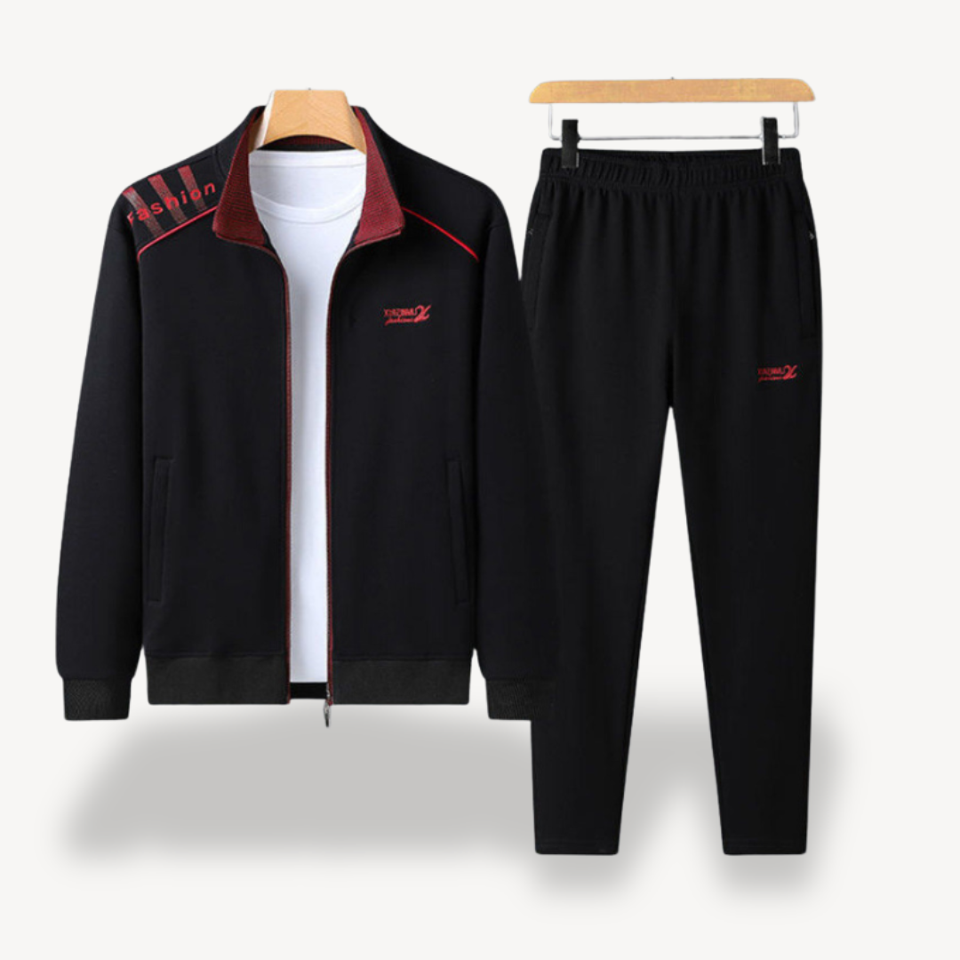 Mens Casual Zipper Tracksuit Set With Full Zip Jacket And Joggers For Everyday Wear