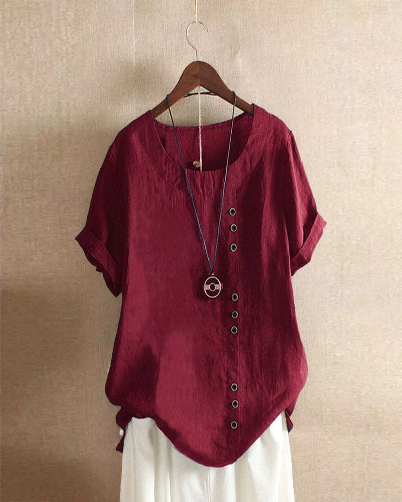 Short Sleeve Blouse With Round Collar For Women By Kelly Mullersmodehaus Versatile Chic Everyday Essential