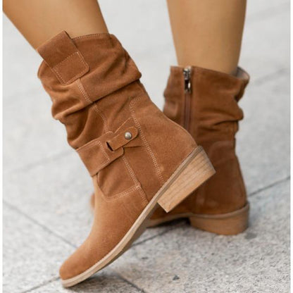 Women's Ankle Boots with Zipper Closure and Sturdy Sole