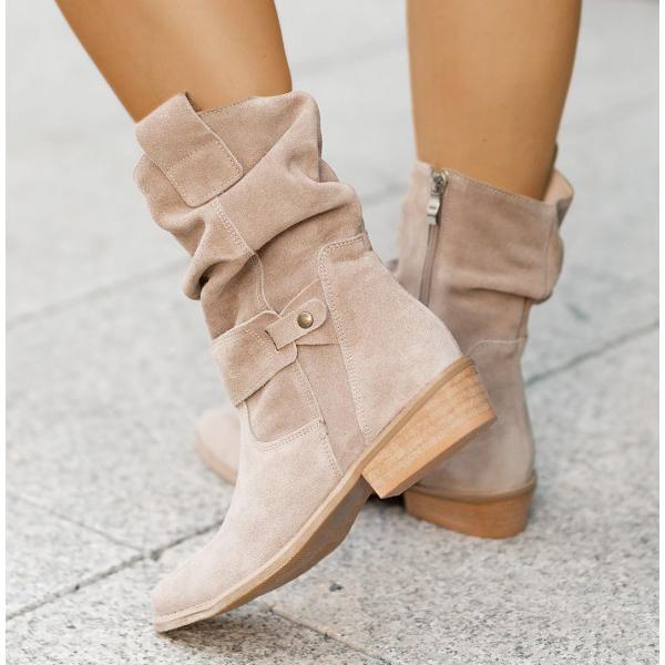Women's Ankle Boots with Zipper Closure and Sturdy Sole