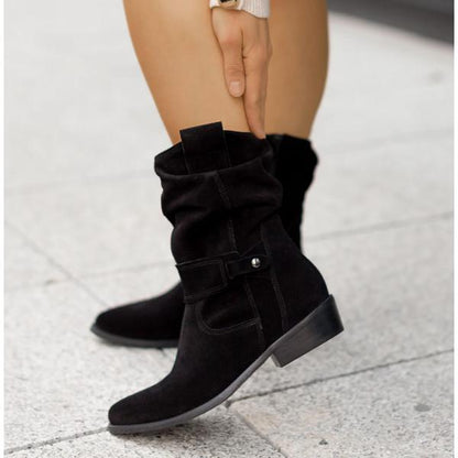 Women's Ankle Boots with Zipper Closure and Sturdy Sole