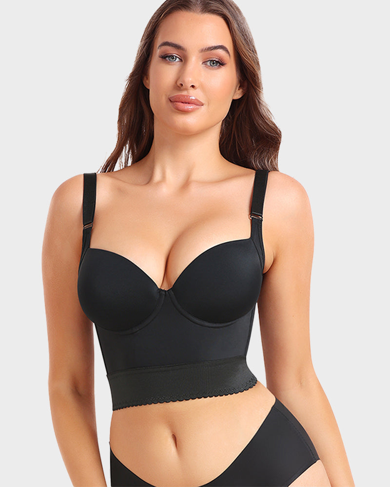 Women's Longline Push-Up Bra with Built-In Shapewear and Adjustable Straps - TrendAura