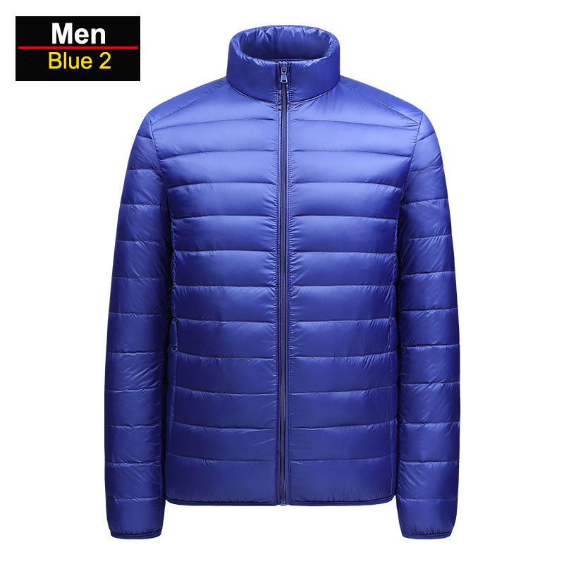 Brandon Men's Ultralight Winter Blue Puffer Jacket by TrendAura Packable Windproof Warmth