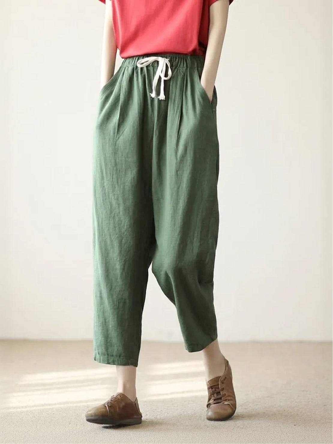 Women's Drawstring Straight-Leg Trousers with Adjustable Waist and Versatile Fit