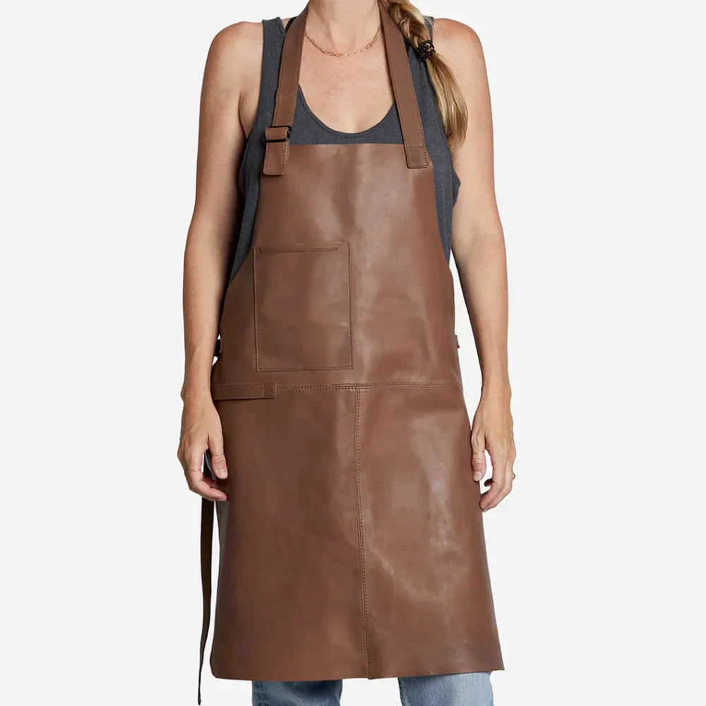 Genuine Brown Leather Apron for Home, Work, and Outdoor Activities
