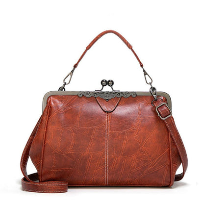 TrendAura Jacqueline Vintage Clasp Handbag - Durable Faux Leather, Adjustable Crossbody Strap