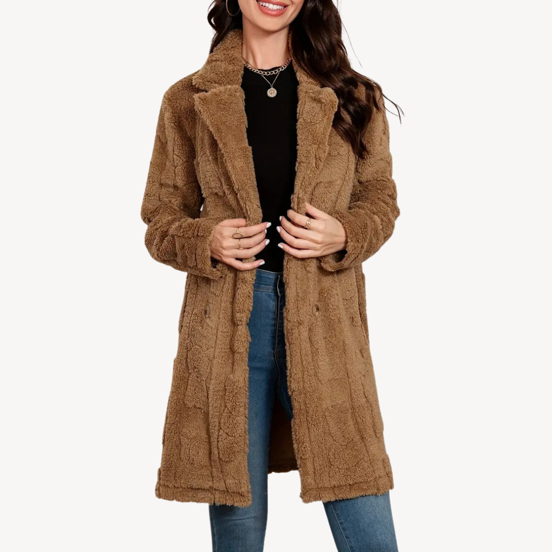 Women’s Stylish Double-Breasted Fur Coat | Chic