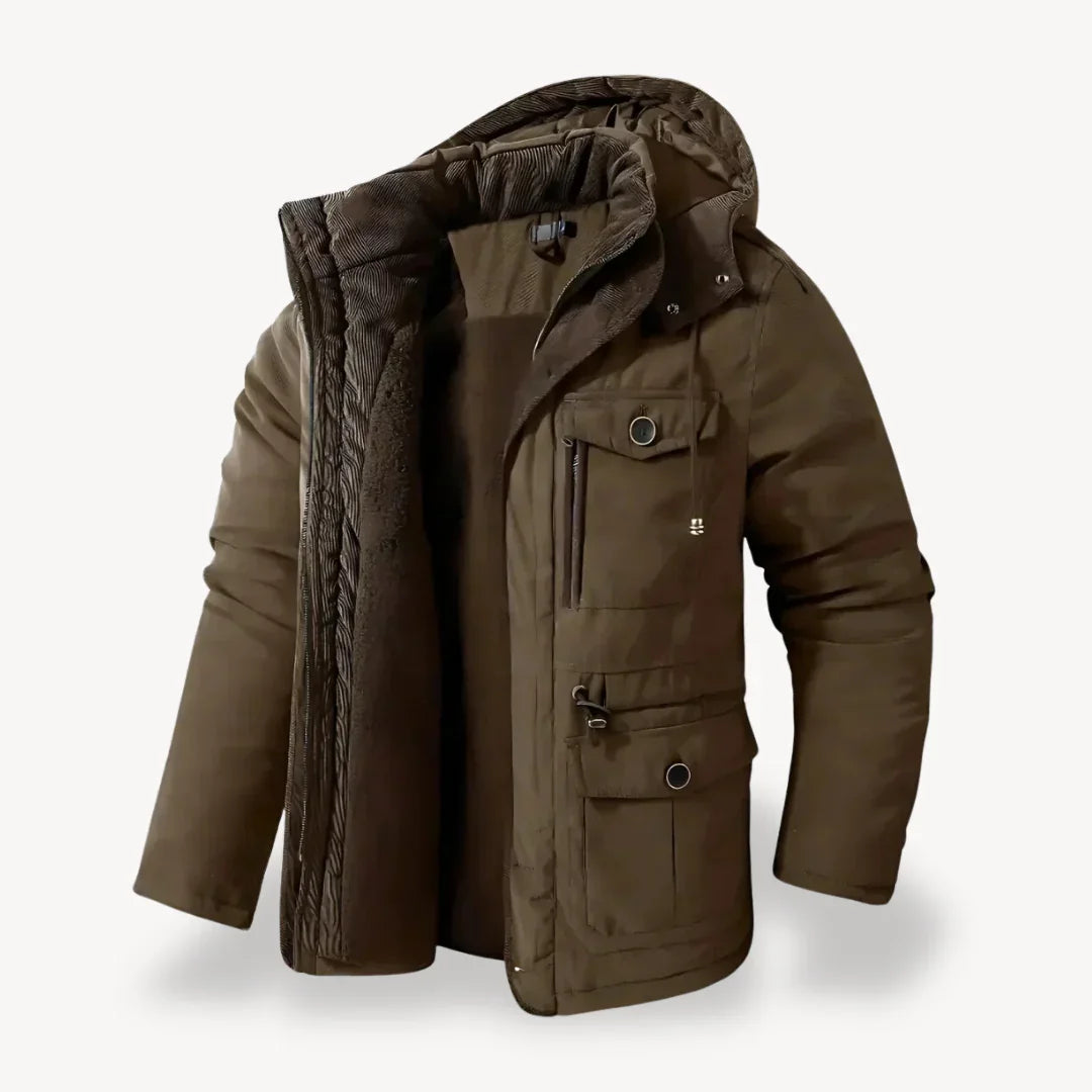 Anthony Mens Functional Heavy Duty Winter Jacket With Hood And Multiple Pockets For All Weather