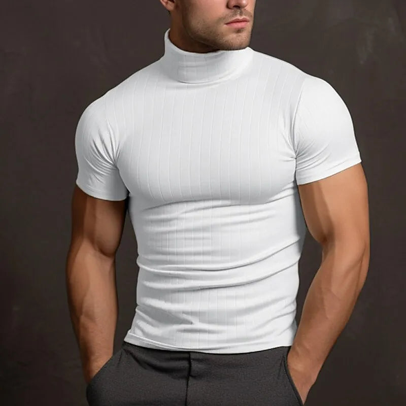 Mens Solid Turtleneck Shirt For Men Warmth And Comfort Stretchy Polyester Elastane Blend