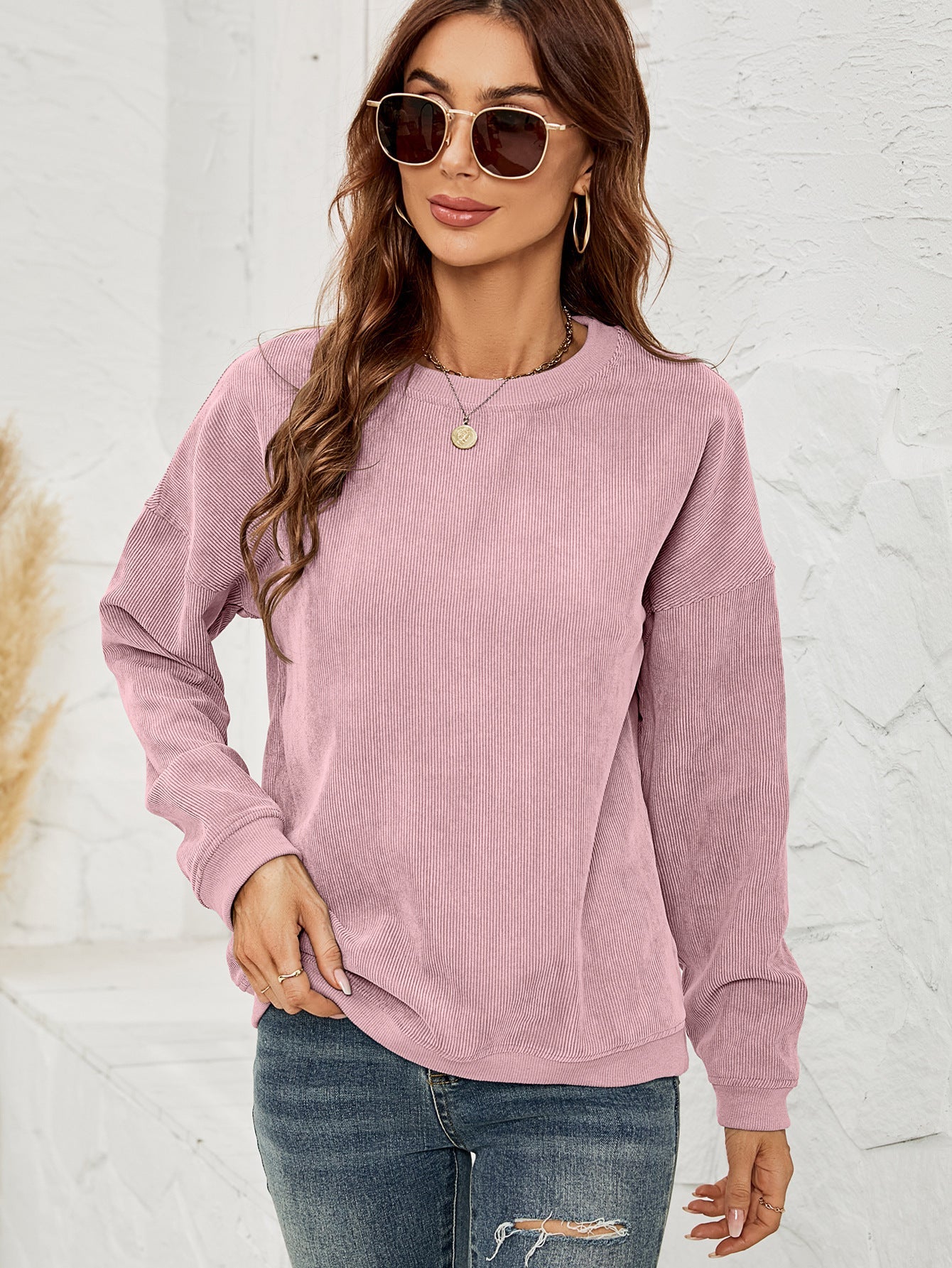 Cord pullover sweatshirt for women