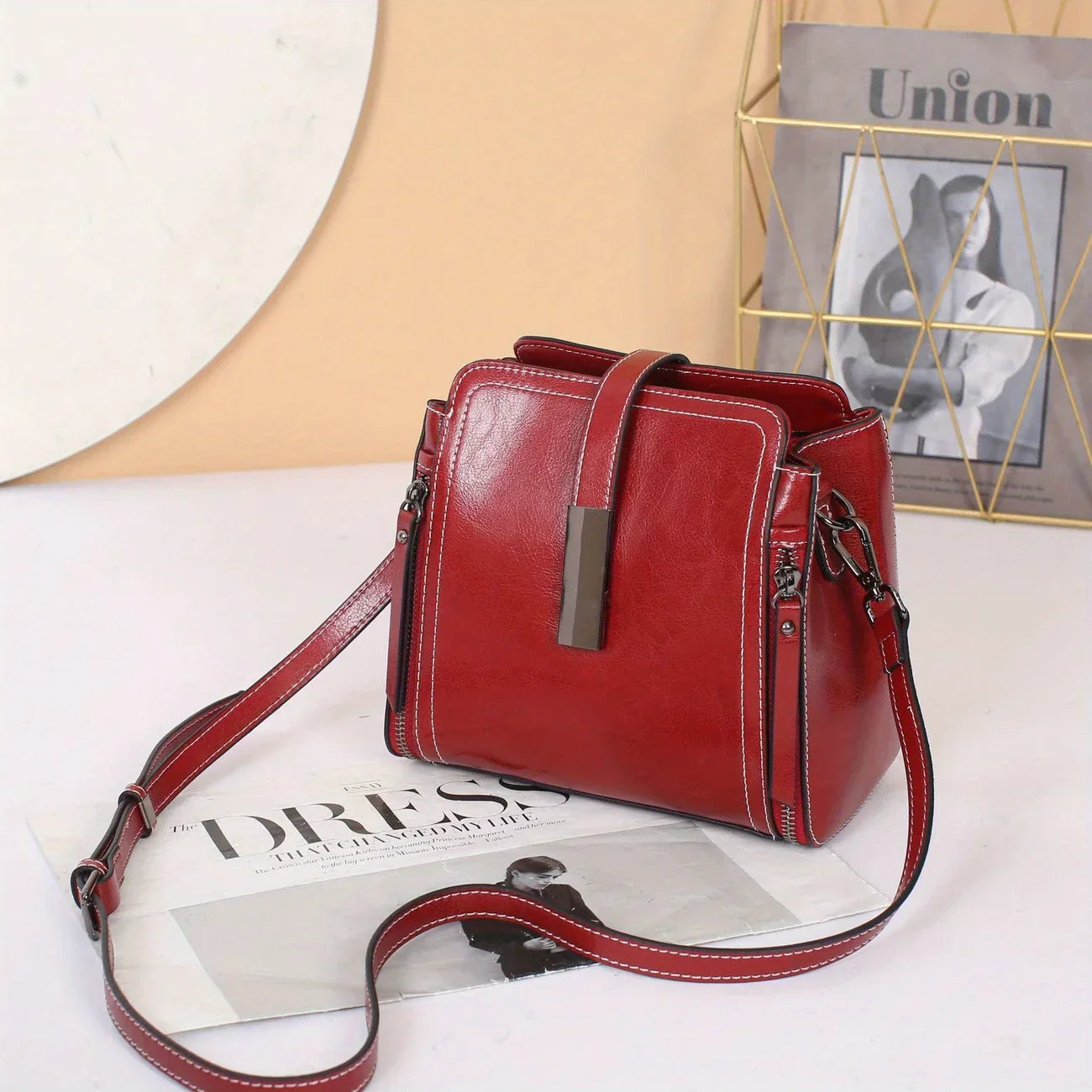 TrendAura Ellen Structured Satchel Handbag Durable All Season Synthetic Leather With Dual Handles And Adjustable Strap
