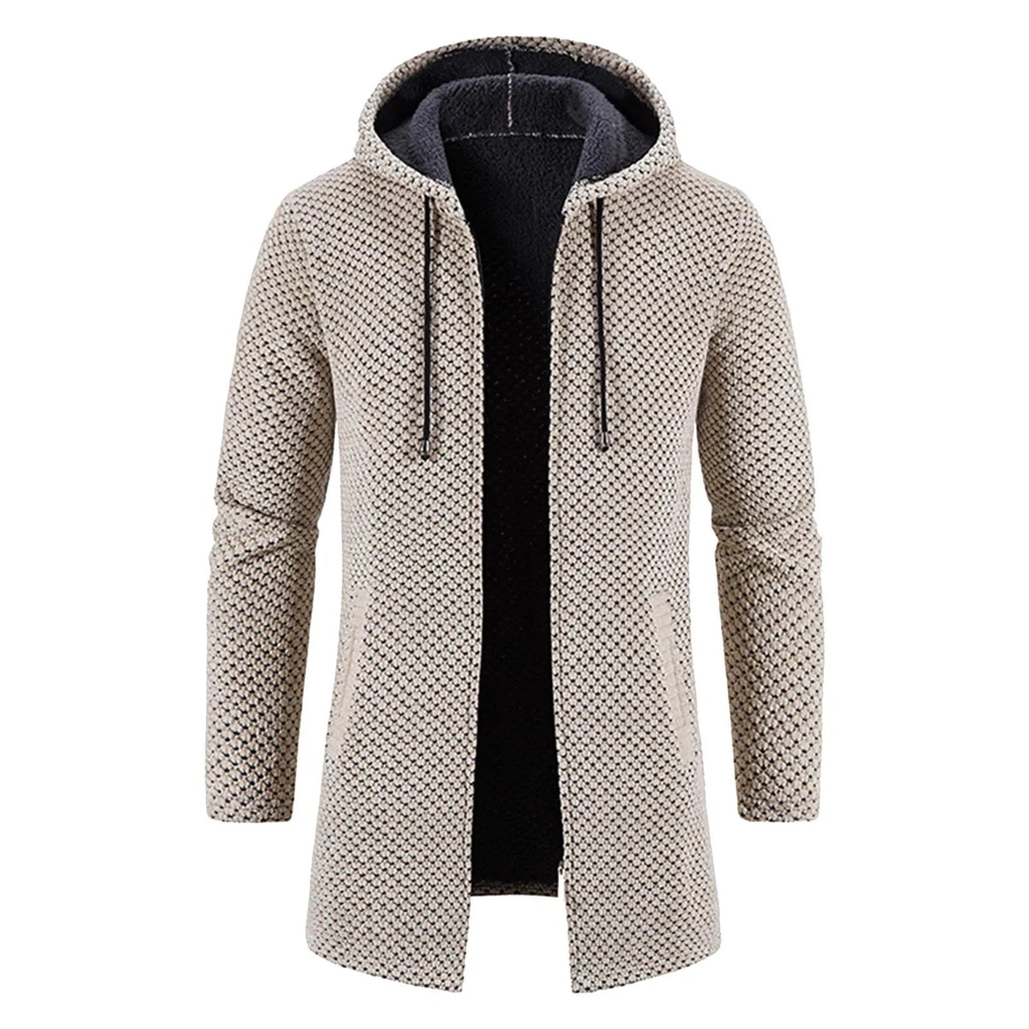 Sam Long Hooded Knit Jacket for Urban Dwellers with Comfortable Warmth and Refined Style
