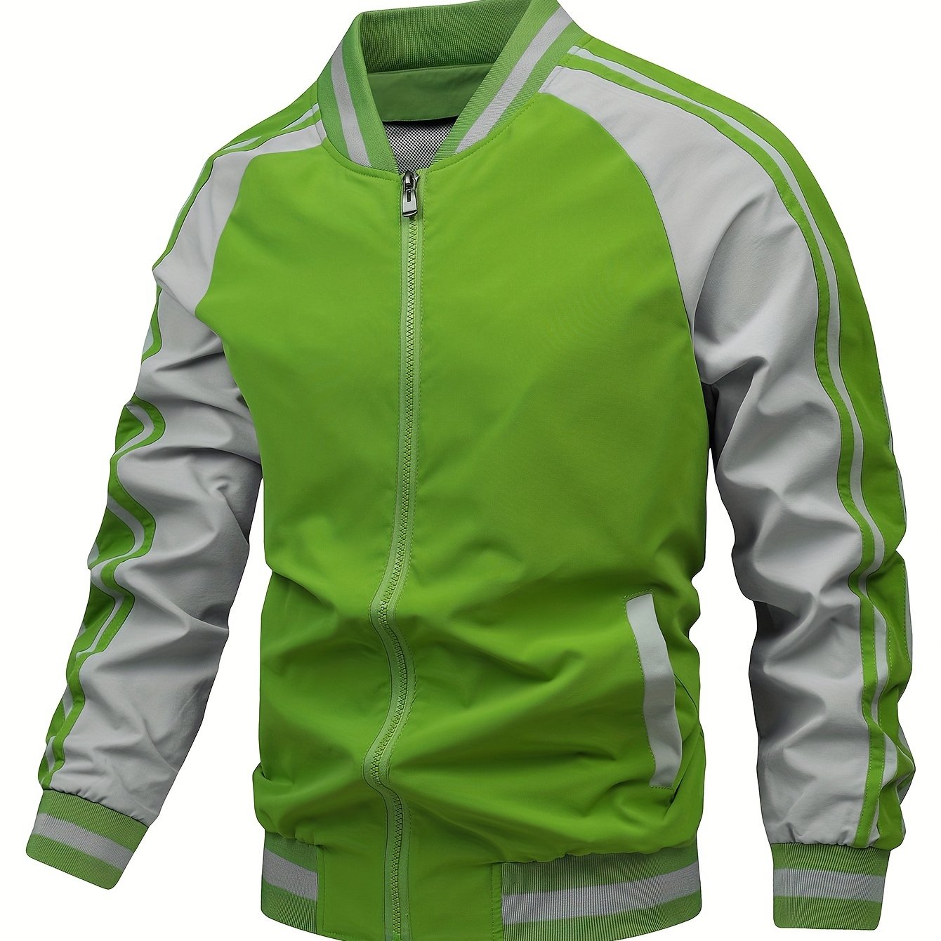 Jasper Colorful Mens Sports Jacket With Striped Cross Belt Baseball Collar Casual Trendsetter