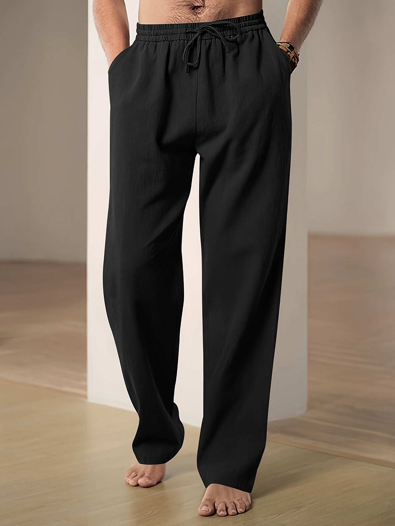 Men's Lounge Pants Lightweight Fabric With Relaxed Fit Elastic Drawstring Waist Nordic Flair