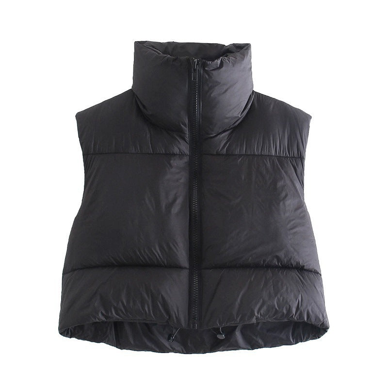 TrendAura Premium Winter Sleeveless Puffer Vest For Women Lightweight Warmth Stand Collar British Inspired Style