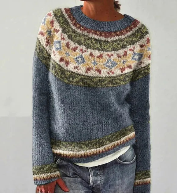 Lourdes Nordic Patterned Sweater For Women Warmth Relaxed Silhouette Refined Style