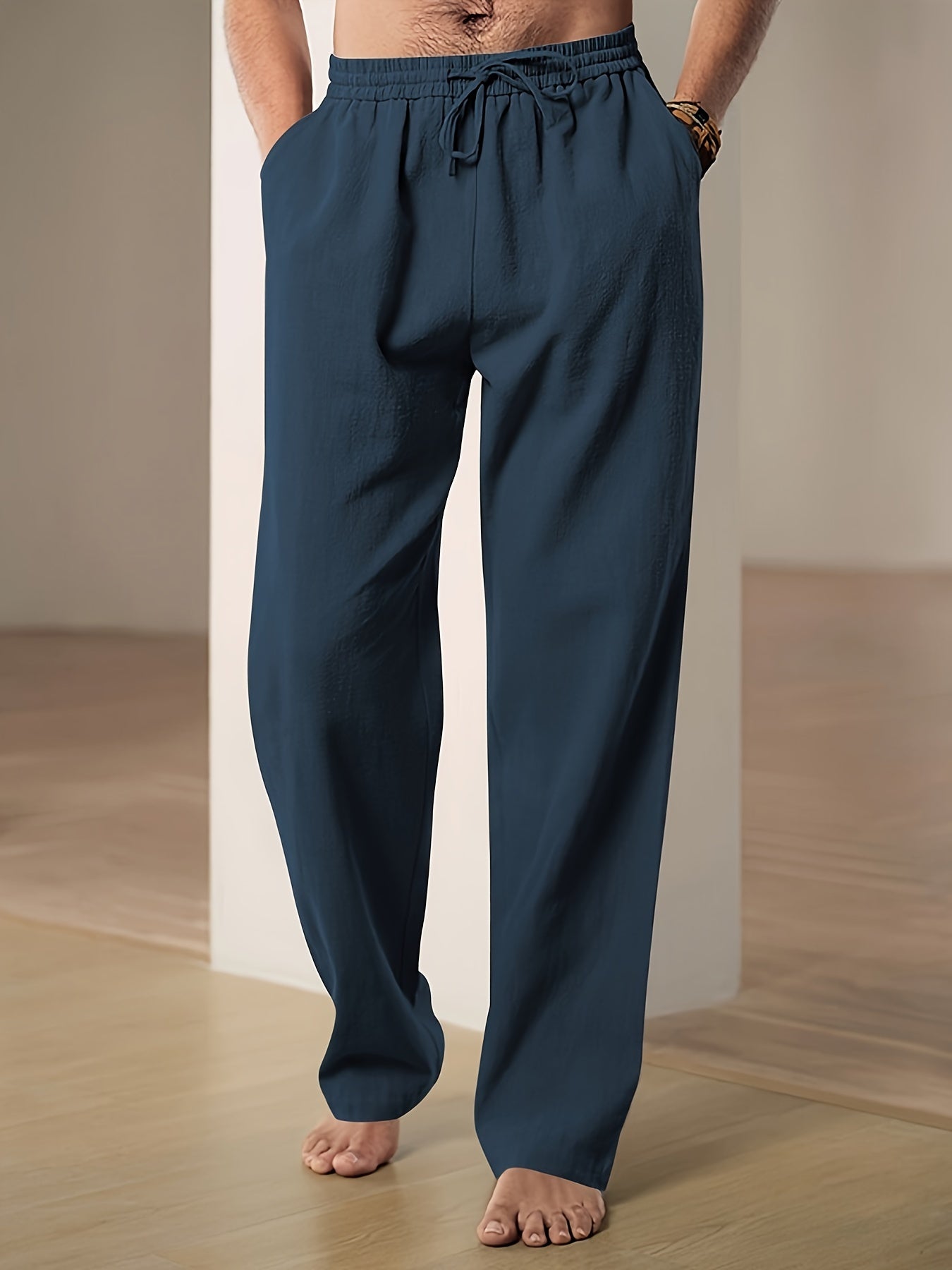 Men's Lounge Pants Lightweight Fabric With Relaxed Fit Elastic Drawstring Waist Nordic Flair