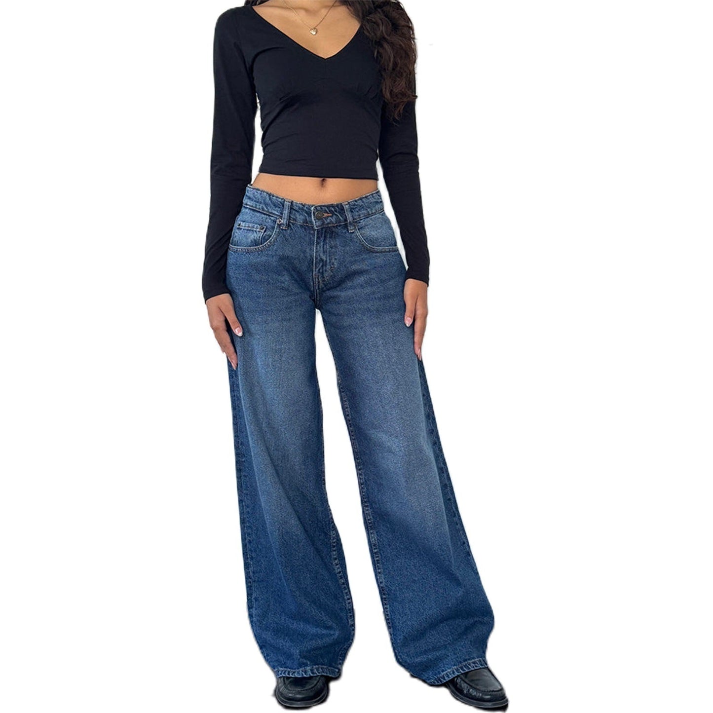 Jasmine Women's Wide Leg Denim Pants For Women, Comfortable Flattering Fit, All Day Comfort