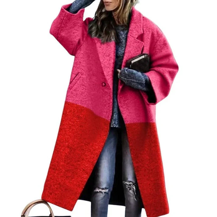 Marilyne Long Coat For Women Warm Winter Protection Chic Loose Fit With Unique Patterns