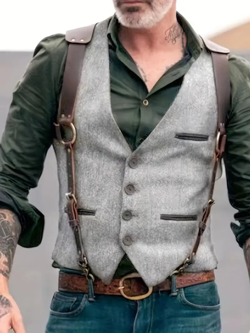 Dale Men's Classic Western Style Suede Look Vest For Rugged Cowboy Fashion And Comfort