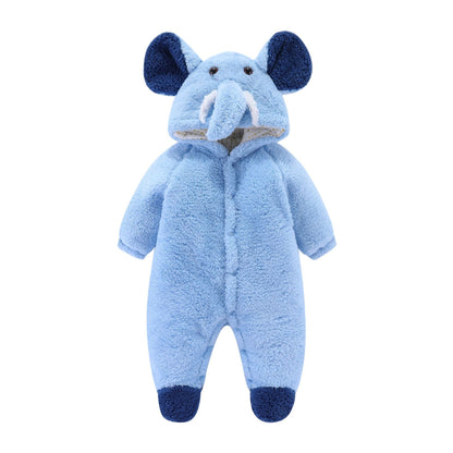 Fluffy baby romper with animal hood
