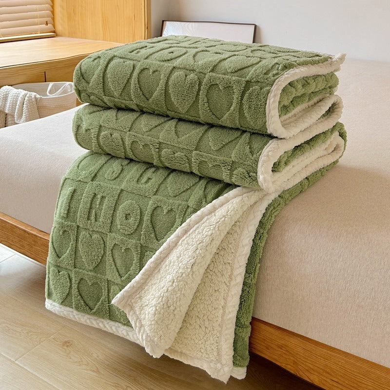 Embossed Sherpa Blanket Plush Reversible Design Ultra Soft Cozy Throw For Living Room And Bedroom