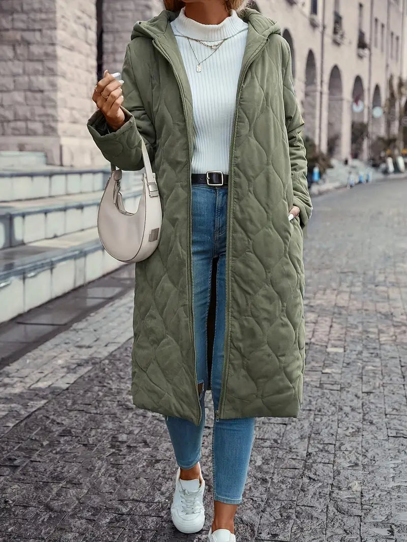Quilted Hooded Coat Cotton Blend Unisex Warmth And Comfort