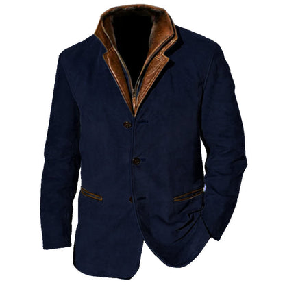 Men's Suede Jacket Tailored Fit Button Closure Notch Lapel Soft And Elegant Nordic Flair TrendAura