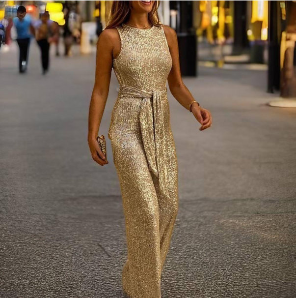 Sparkling Seductive Jumpsuit, Bare Shoulders and Back