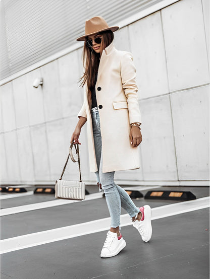Cozy Oversized Long Sleeve Coat For Women With 2 Button Closure And Soft Knit Comfort