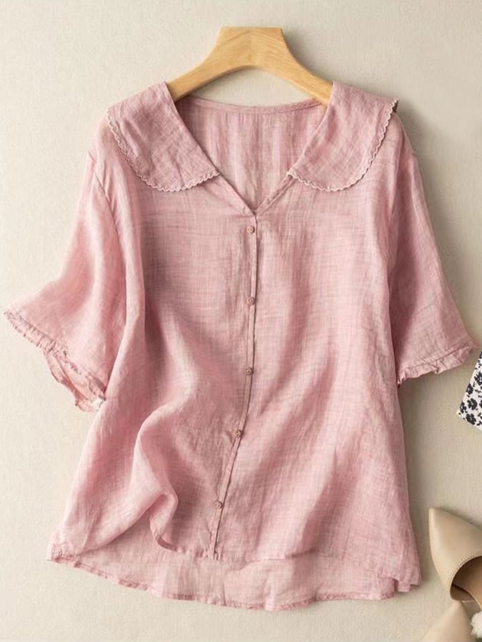 Lola Women Button Down Blouse With Ruffle Collar Elegant Versatile Everyday Wear