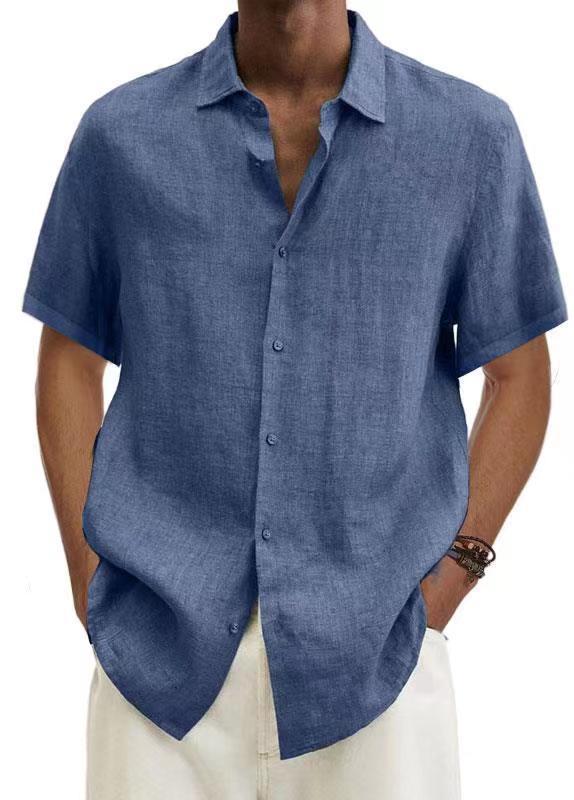 Laurence Cotton V Neck Mens Solid Color Shirt For Trendy Everyday Wear Breathable Comfort