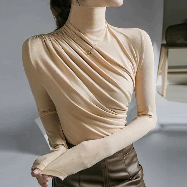 Beatrix | Elegant Blouse for Women with Pleats and Roll Neck