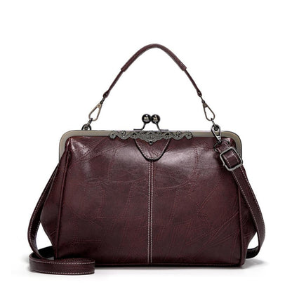 TrendAura Jacqueline Vintage Clasp Handbag - Durable Faux Leather, Adjustable Crossbody Strap
