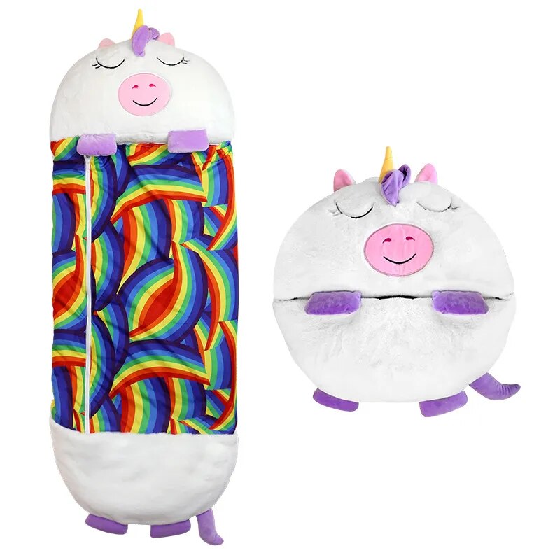 Plush Sleeping Bag for Kids Cuddle Cushion Bedtime Buddy Doubles as Cozy Comfort