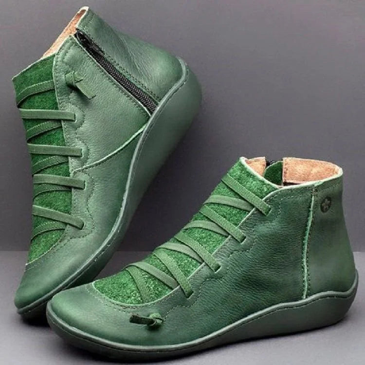 Nordiva Waterproof Winter Boots For Women Handmade Ankle Boots With Warm Cotton Lining And Wedge Heel