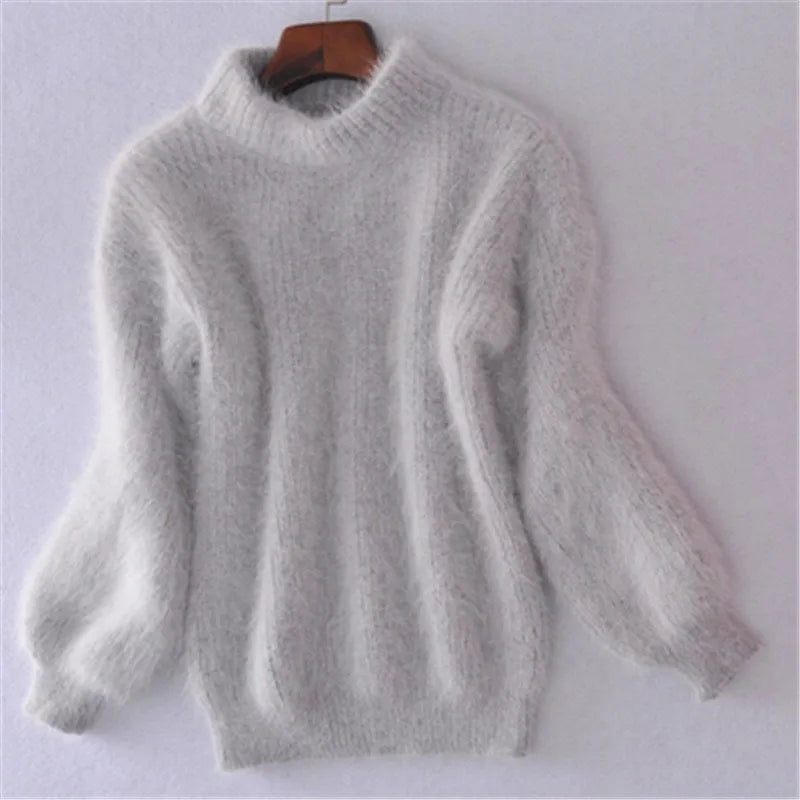 Fuzzy turtleneck for women