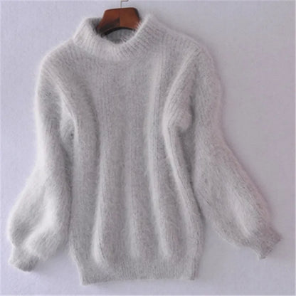 Fuzzy turtleneck for women