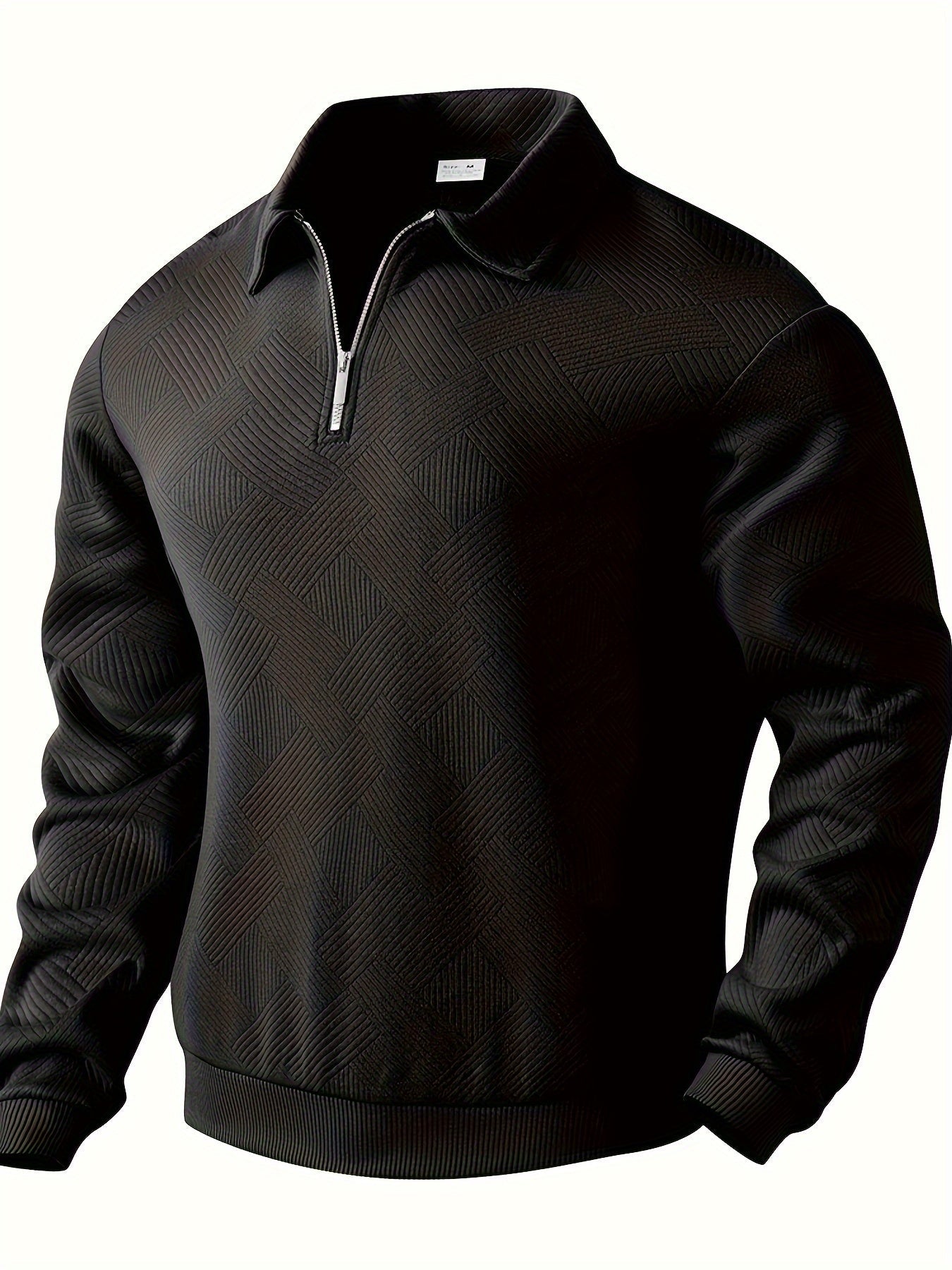 TrendAura Mens Knit Sweater With Half Zip Closure Geometric Textured Pattern Regular Fit For Casual And Smart Wear