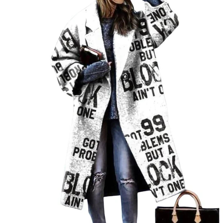 Marilyne Long Coat For Women Warm Winter Protection Chic Loose Fit With Unique Patterns
