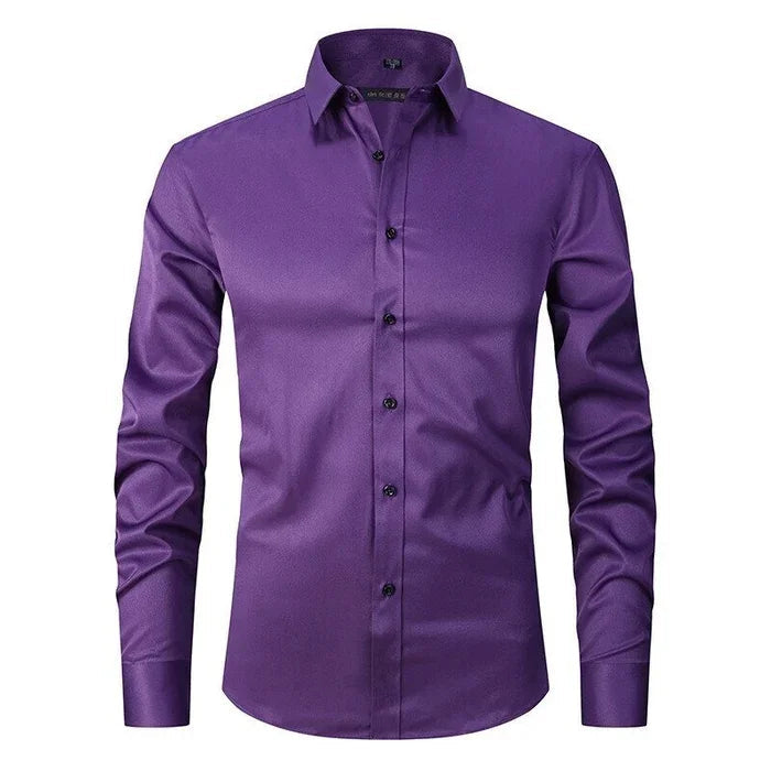 Flex Mens Slim Fit Dress Shirt Long Sleeve Wrinkle Free All Day Comfort For Busy Professionals