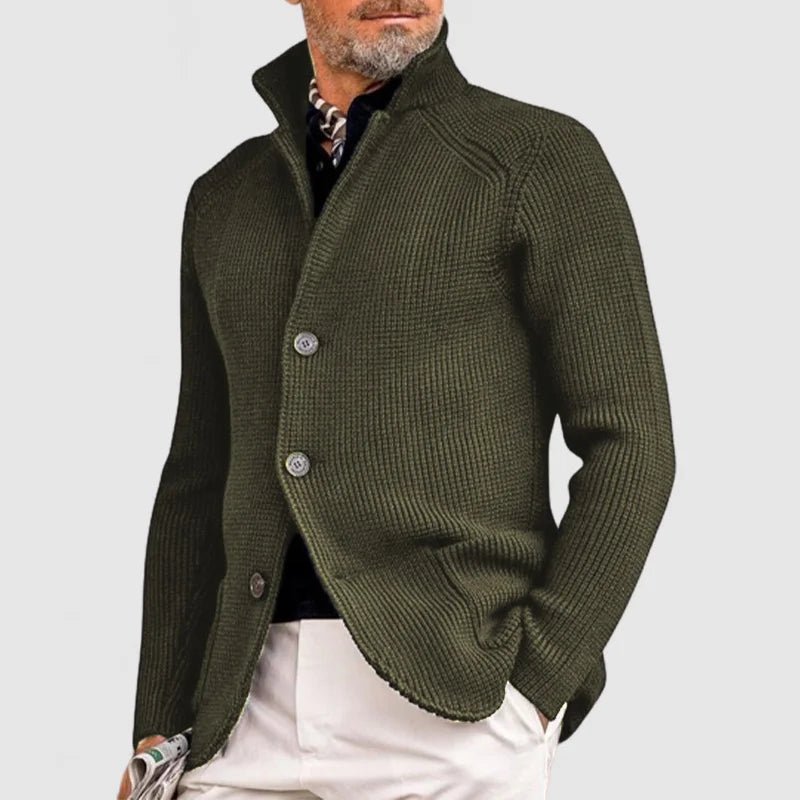 TrendAura Nordic Flair Navy Long Sleeve Knit Cardigan for Men with Button Closure and Cozy Warmth