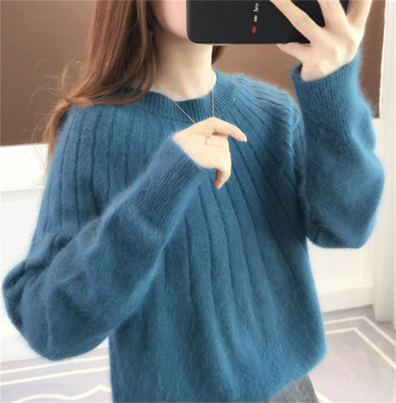 Luna Cashmere Sweater Soft Knit For Women Warmth Lightweight Ribbed Classic Round Neck
