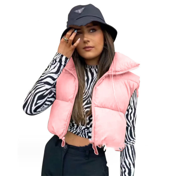 TrendAura Premium Winter Sleeveless Puffer Vest For Women Lightweight Warmth Stand Collar British Inspired Style