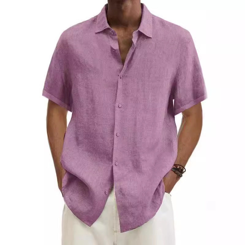 Laurence Cotton V Neck Mens Solid Color Shirt For Trendy Everyday Wear Breathable Comfort