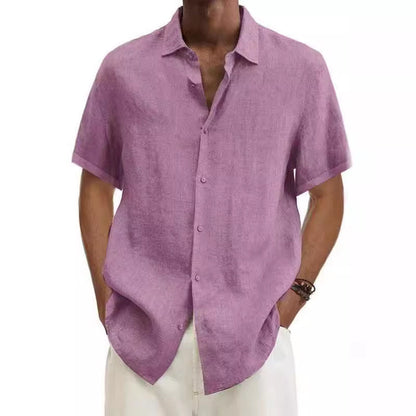 Laurence Cotton V Neck Mens Solid Color Shirt For Trendy Everyday Wear Breathable Comfort