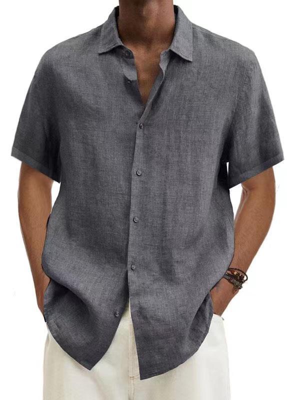 Laurence Cotton V Neck Mens Solid Color Shirt For Trendy Everyday Wear Breathable Comfort